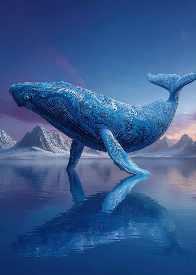 Blue Whale in Arctic Landscape