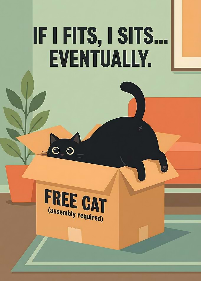 Cat in a box funny poster