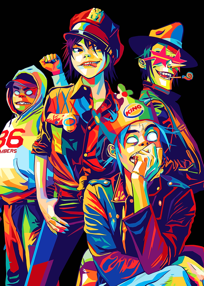 Gorillaz band colorful digital art