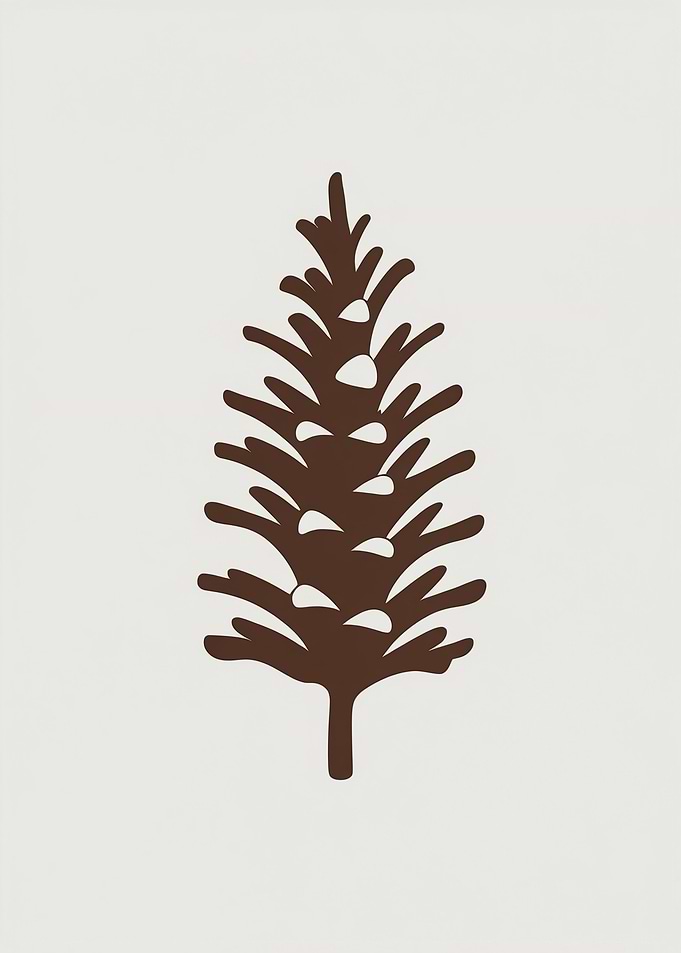 Brown Pinecone Silhouette on White Background