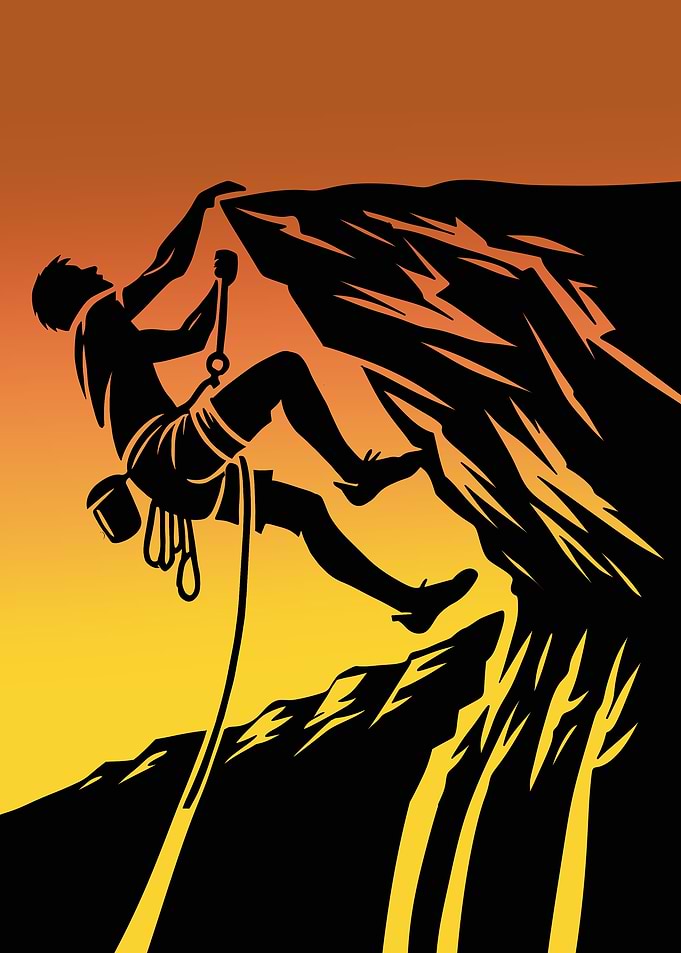 Silhouette of a Rock Climber