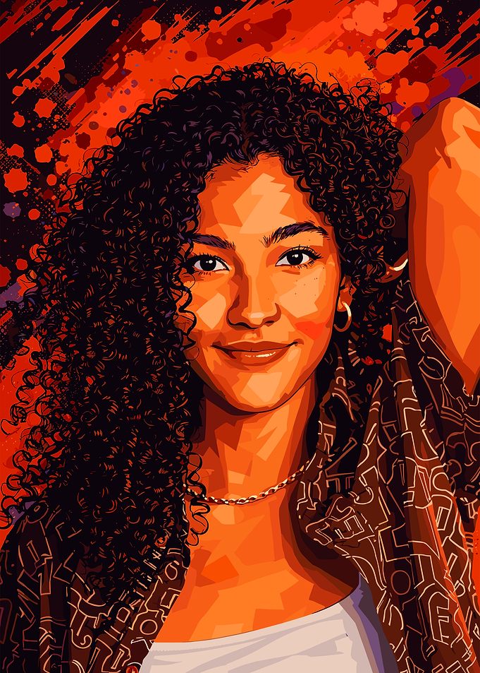 Portrait of a Olivia Dean with Curly Hair