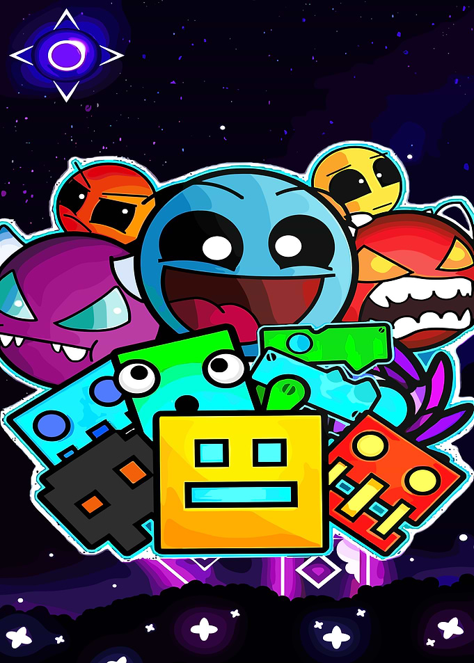 Geometry Dash Characters in Space