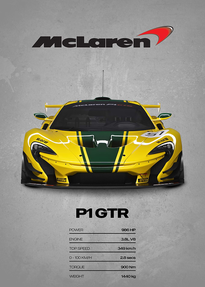 McLaren P1 GTR Car Poster