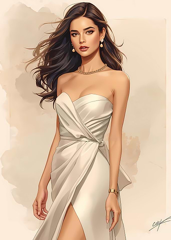 Elegant Woman in White Dress