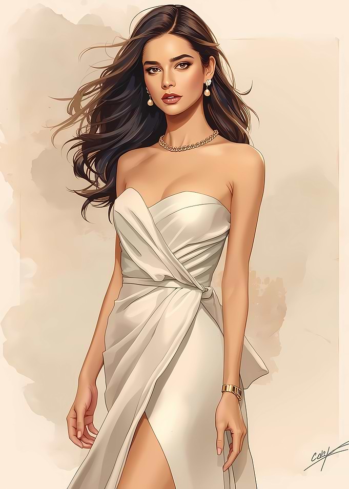 Elegant Woman in White Dress