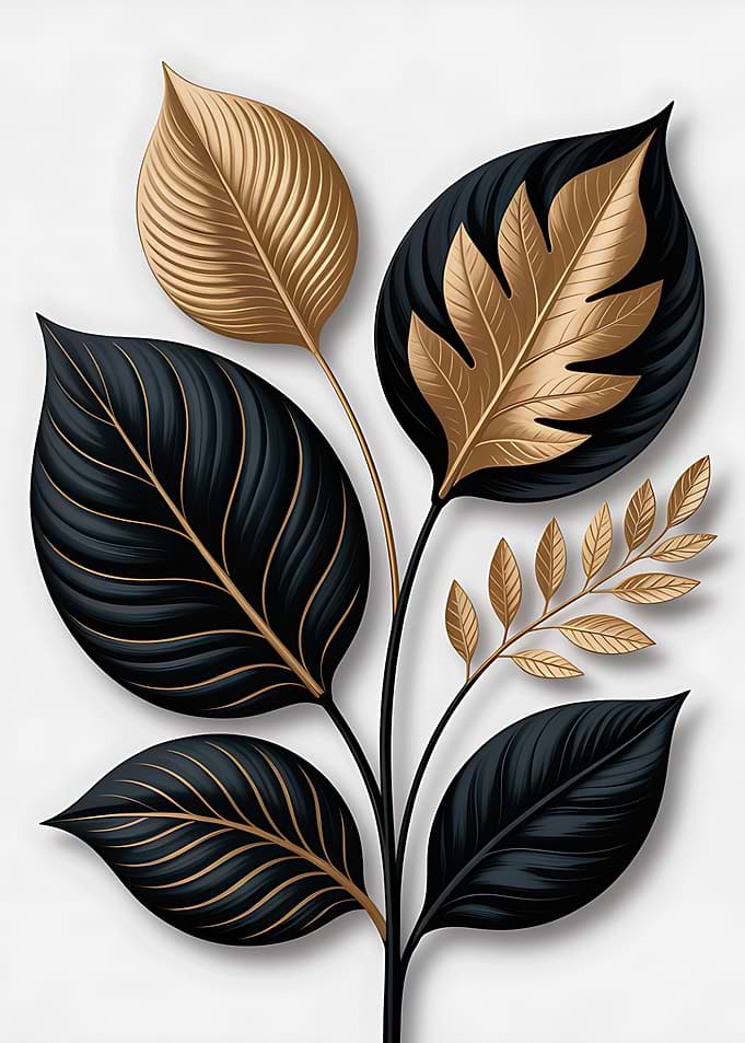 Elegant Black and Gold Leaf Arrangement