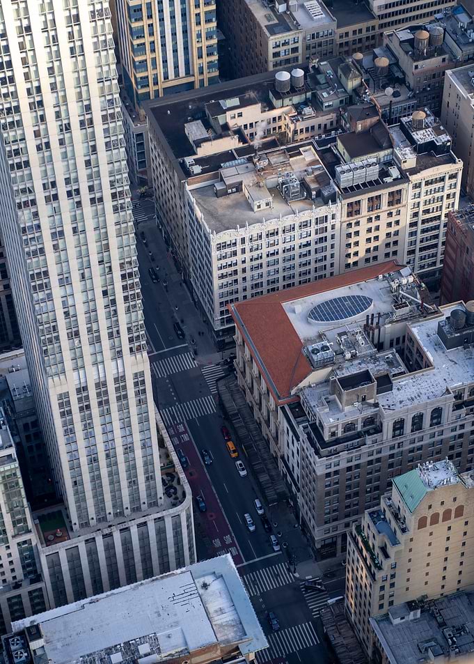 View down the skyscrapers in New York City