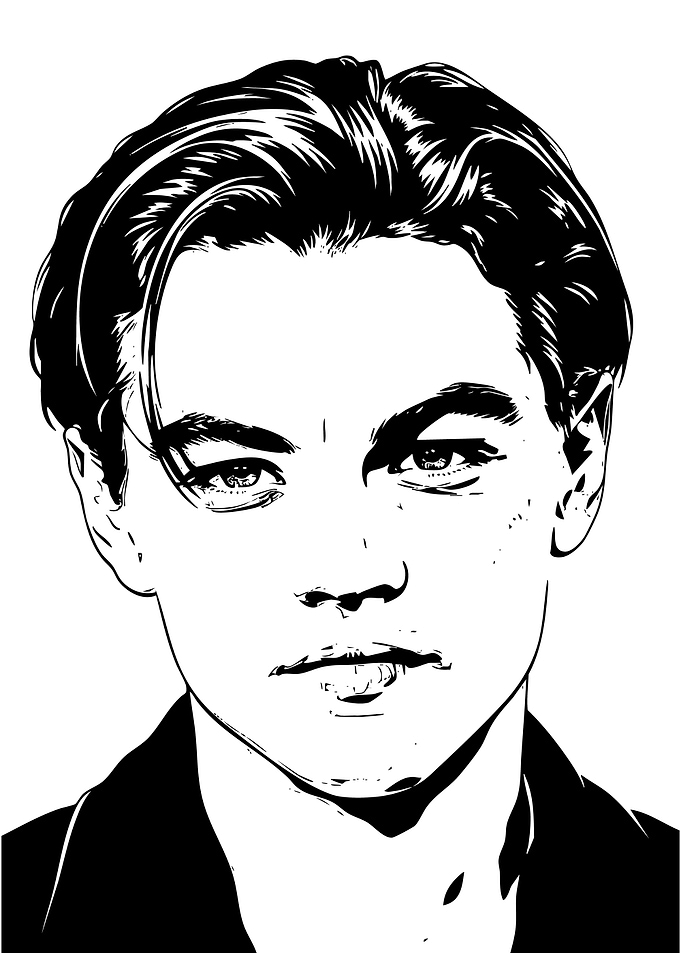 Leonardo DiCaprio Black and White Portrait