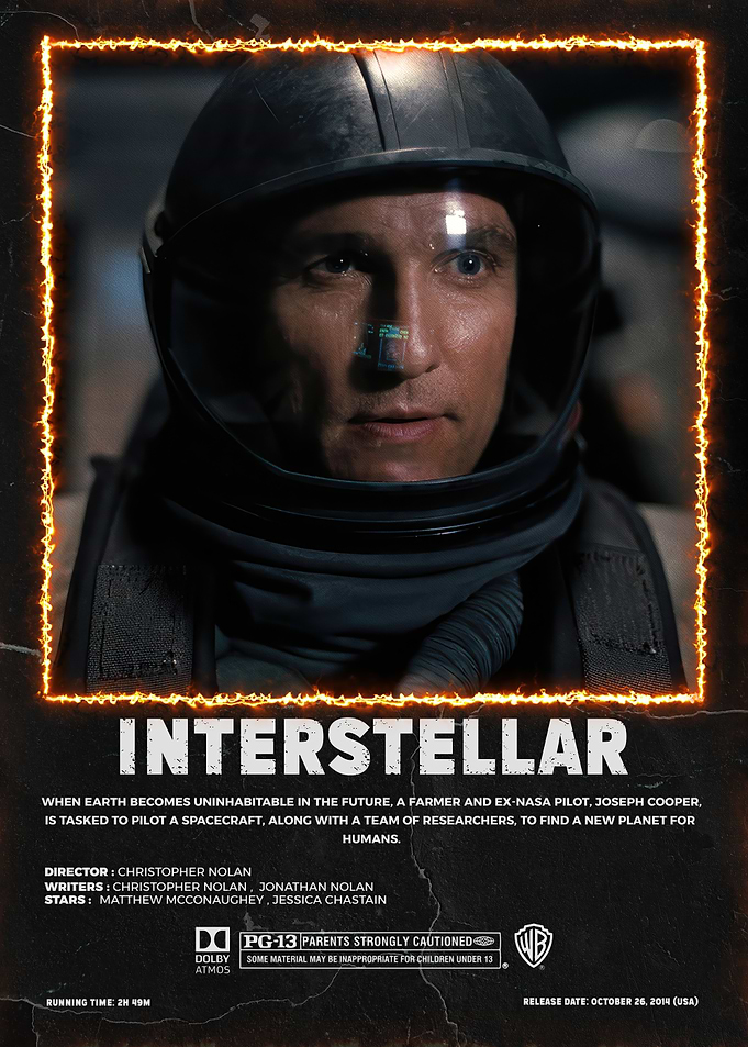 Interstellar movie poster with Matthew McConaughey