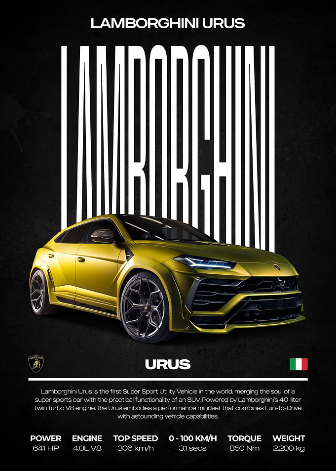 Lamborghini Urus Car Poster