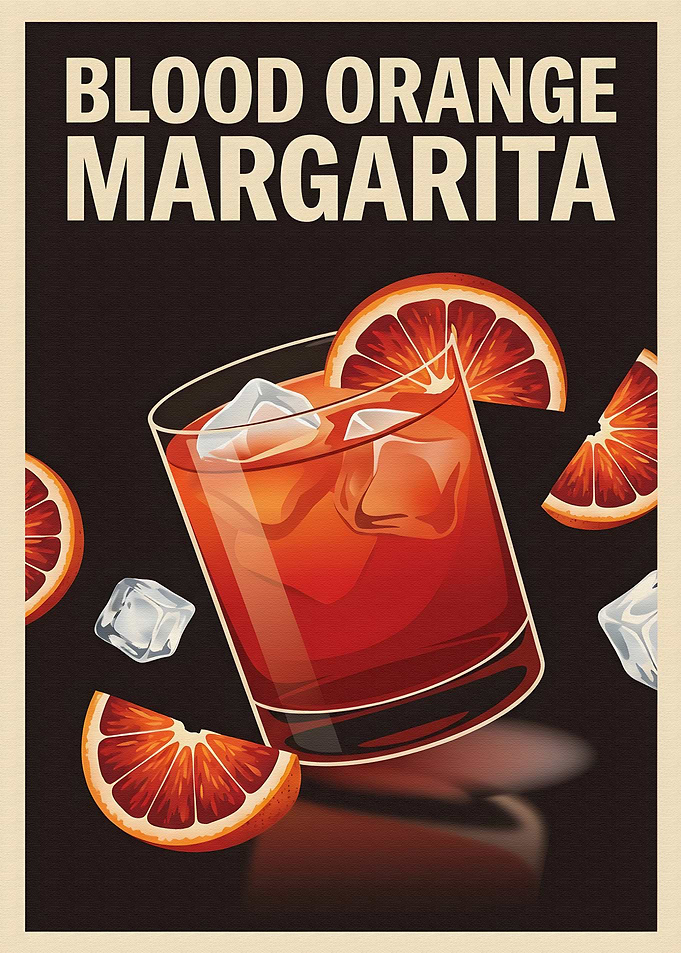 Retro Blood Orange Margarita Cocktail