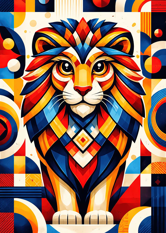 Geometric Lion Art