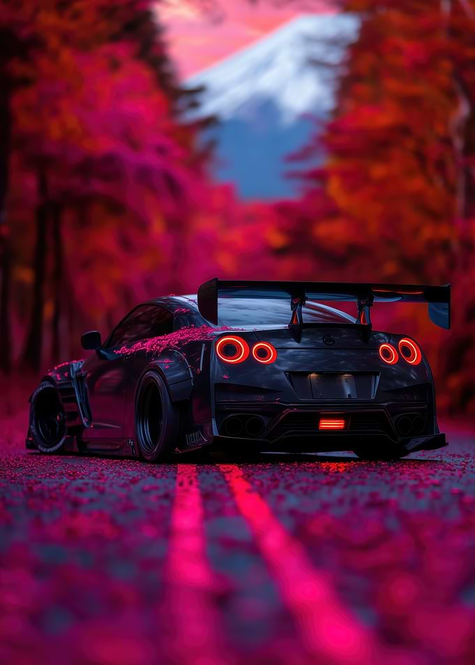 Nissan GTR in Autumn Landscape