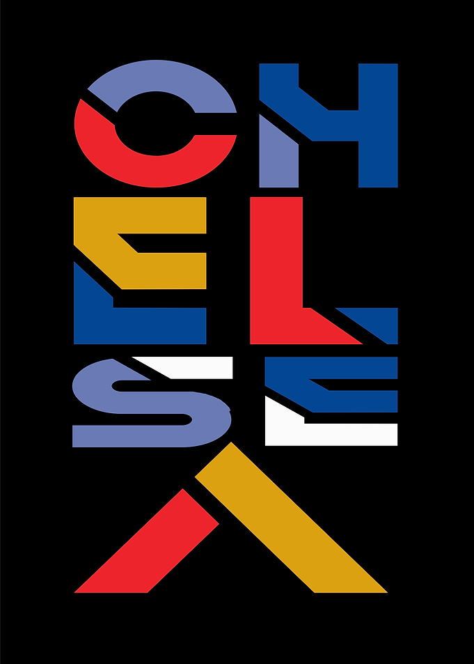 Chelsea Typography Art on Black Background