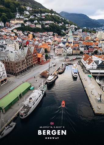 Bergen, Norway: Aerial Cityscape and Harbor