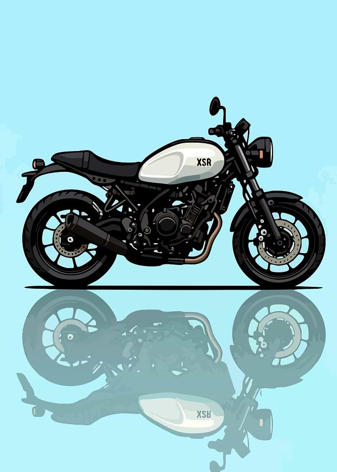 XSR Motorcycle Illustration with Reflection