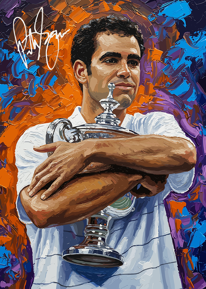 Pete Sampras Painting with Trophy