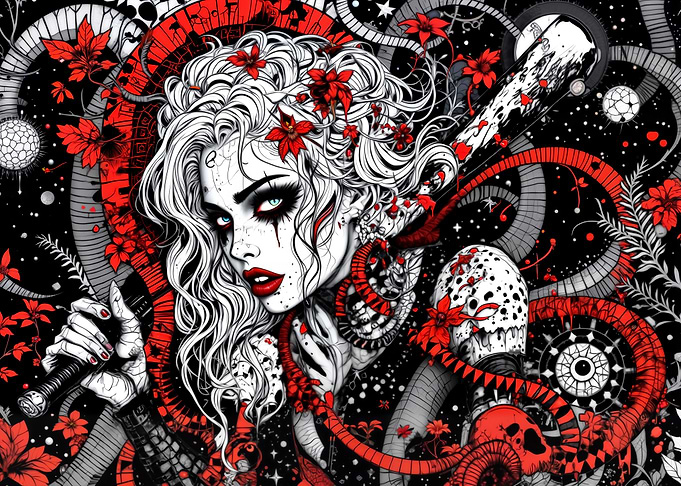 Red and Black Fantasy Woman Portrait