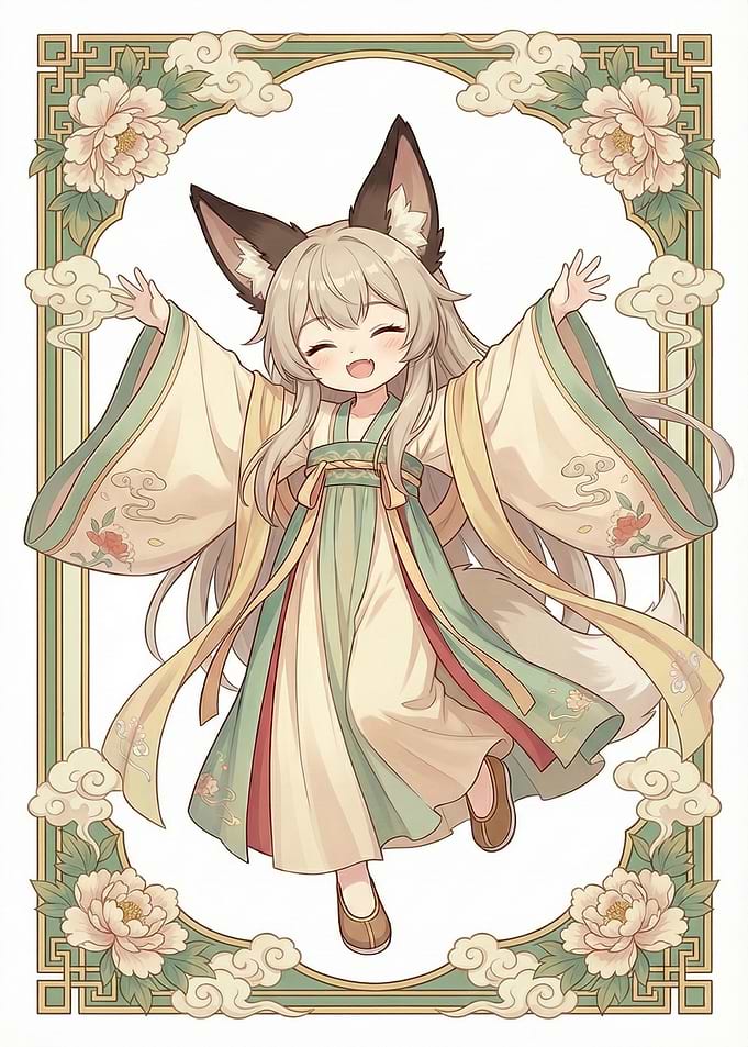 Anime Fox Girl in Traditional Dress