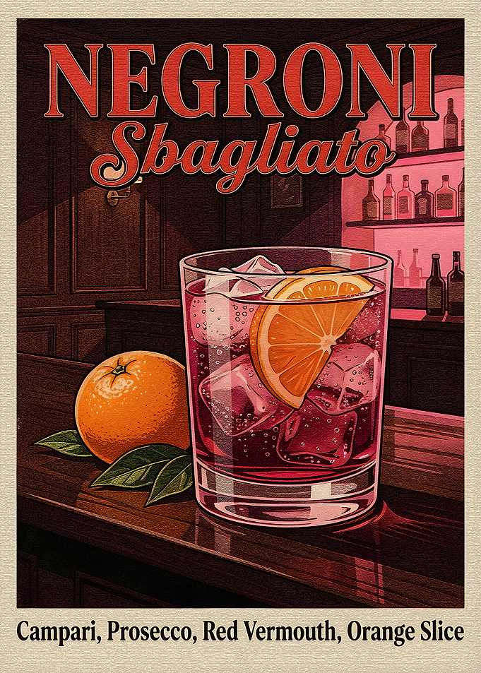 Negroni Sbagliato Cocktail Retro