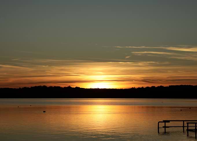 Golden Sunset Over Calm Lake