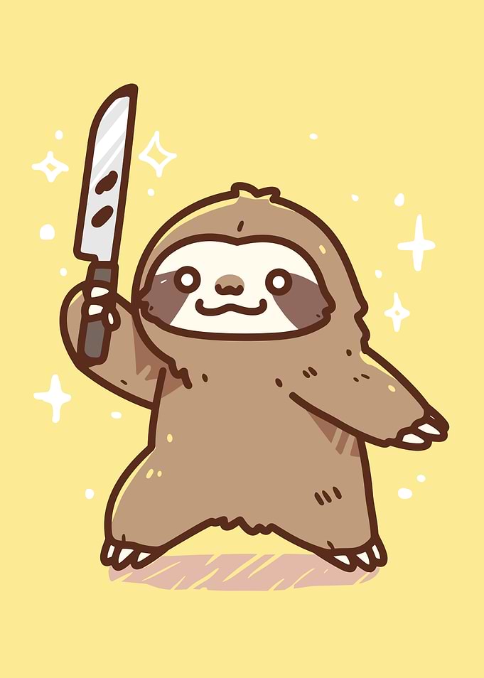 Cartoon Sloth with Knife