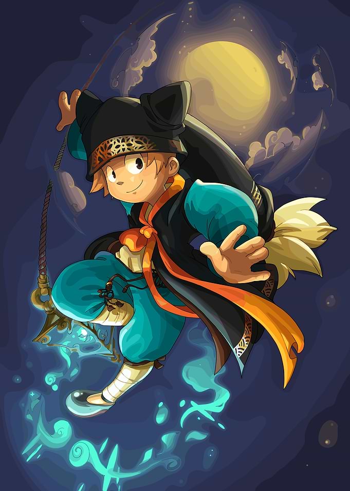 Anime Character with Moonlit Background