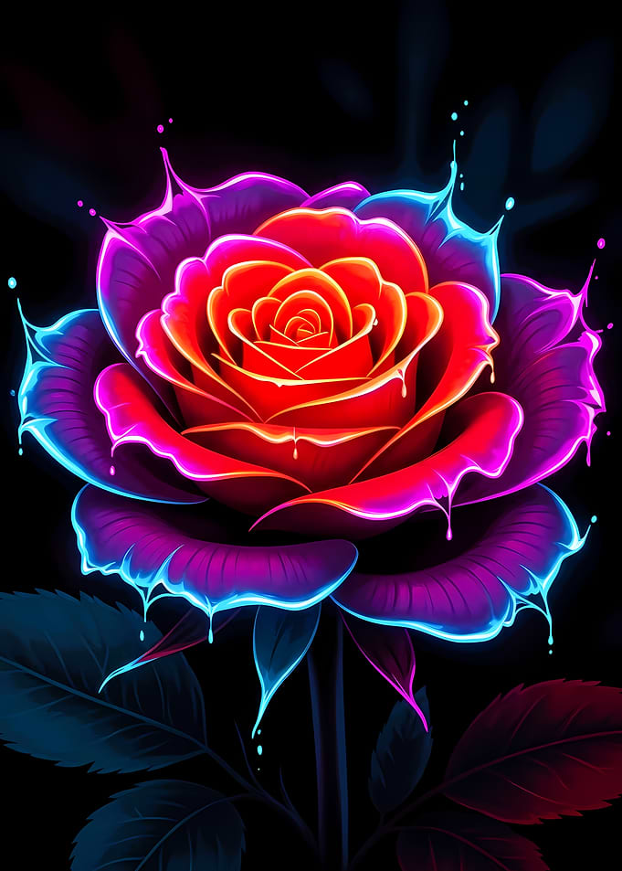 Neon Rose Flower