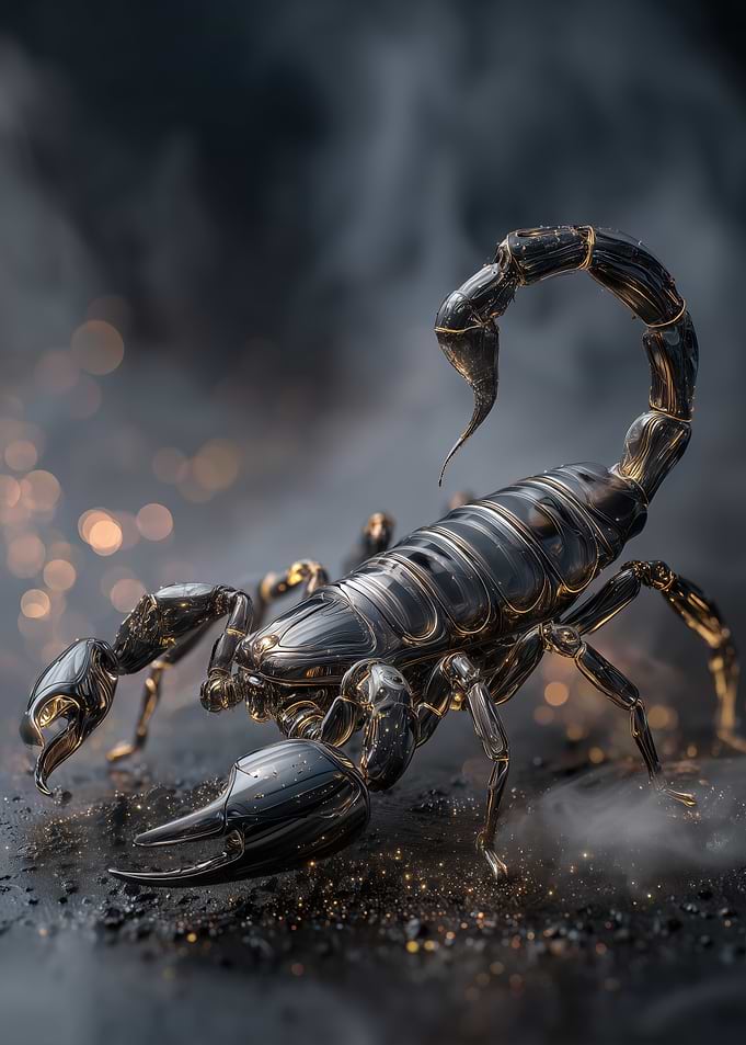 Metallic Scorpion on Dark Background