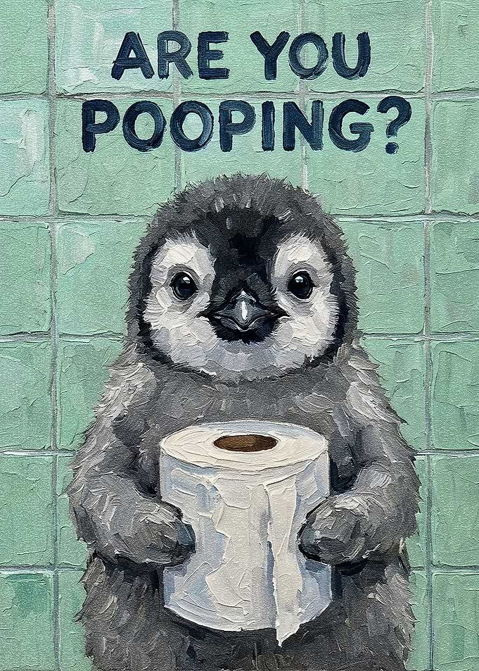 Penguin with Toilet Paper Painting