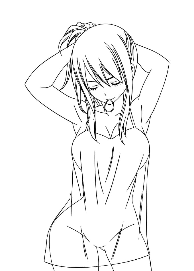 Anime Girl Line Art