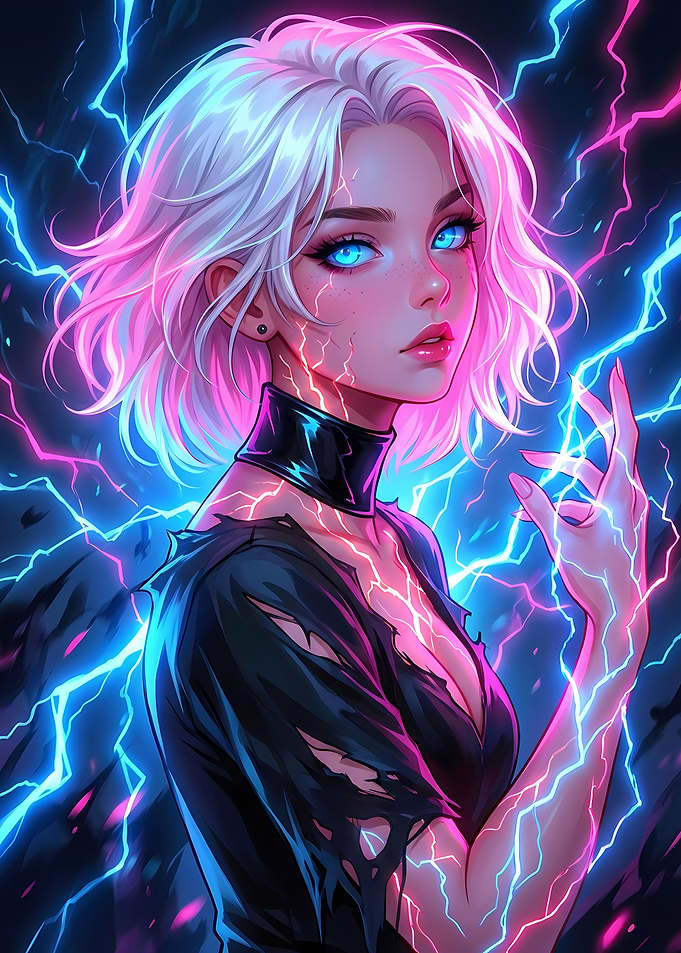 Anime Girl with Lightning Powers