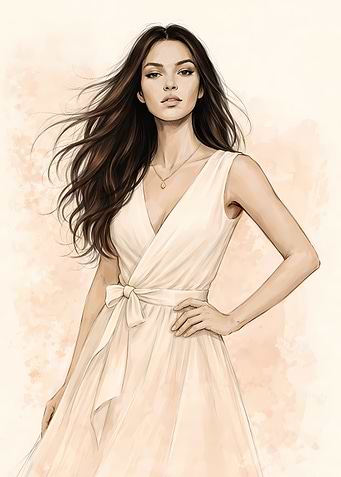 Elegant Woman in White Dress Portrait