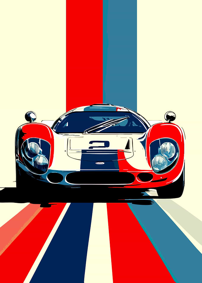 Vintage Race Car Pop Art
