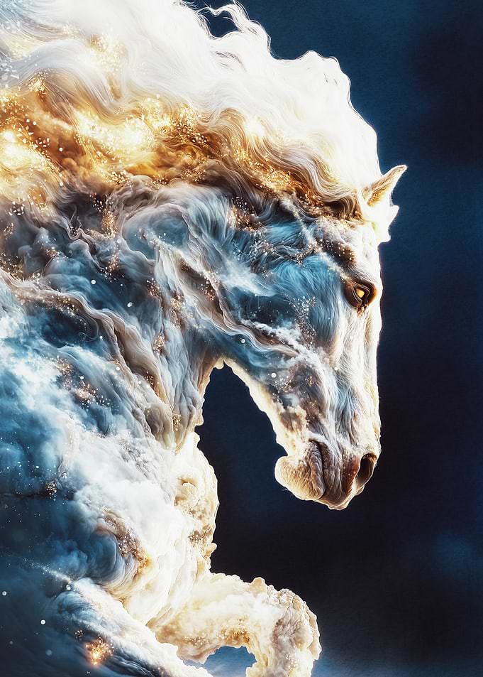 Cosmic Ethereal Horse with Fiery Mane