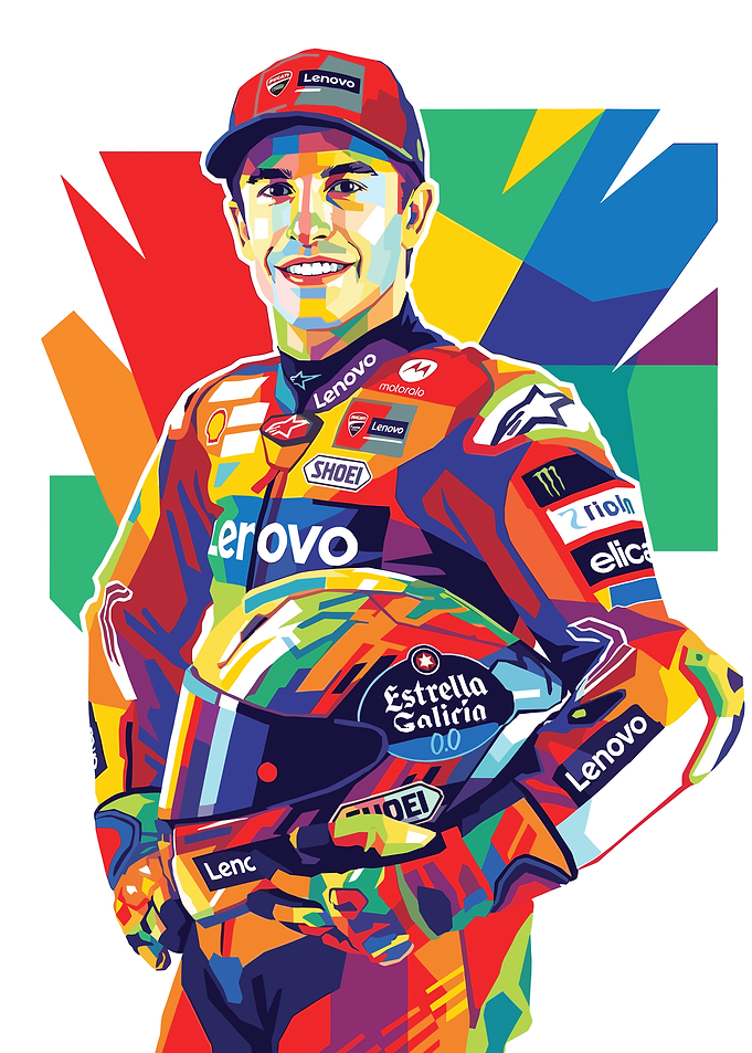 Marc Marquez MotoGP Racer Portrait Illustration