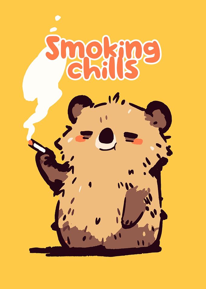 Smoking Chills Bear Cartoon