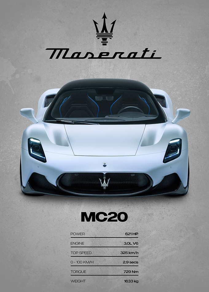 Maserati MC20 Car Poster