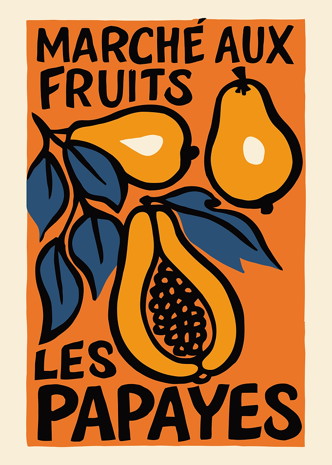Marché aux Fruits: Papayas Illustration