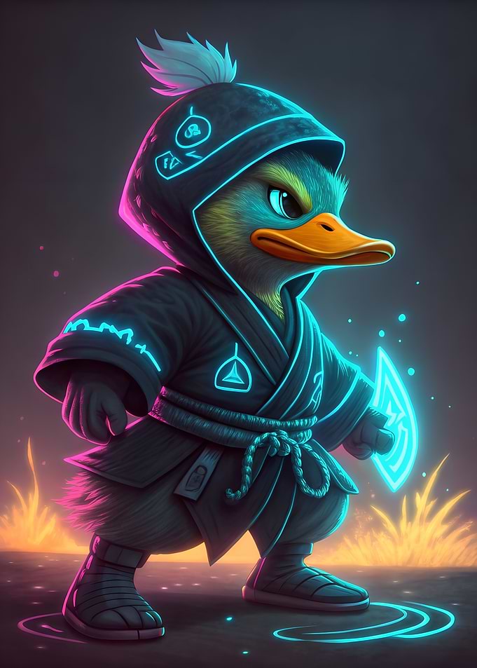 Neon Ninja Duck Character