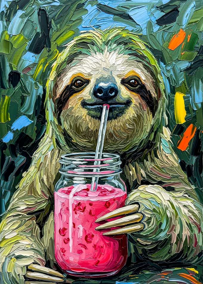 Sloth with Smoothie Painting