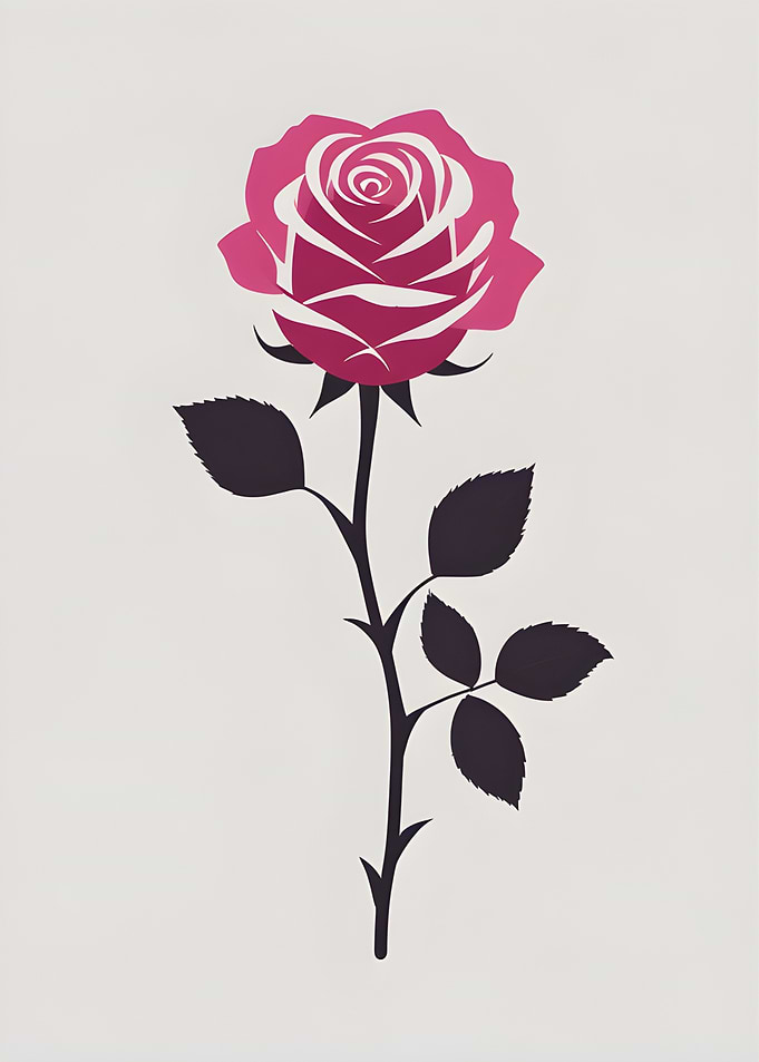 Elegant Pink Rose Illustration