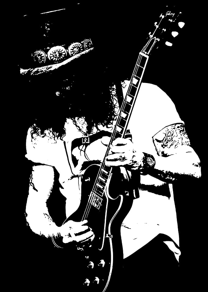 Slash Guitar Black and White