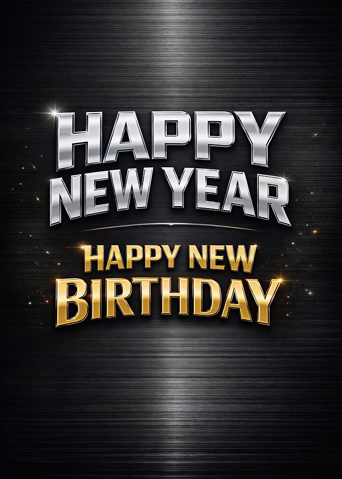 Happy New Year and Birthday Greeting