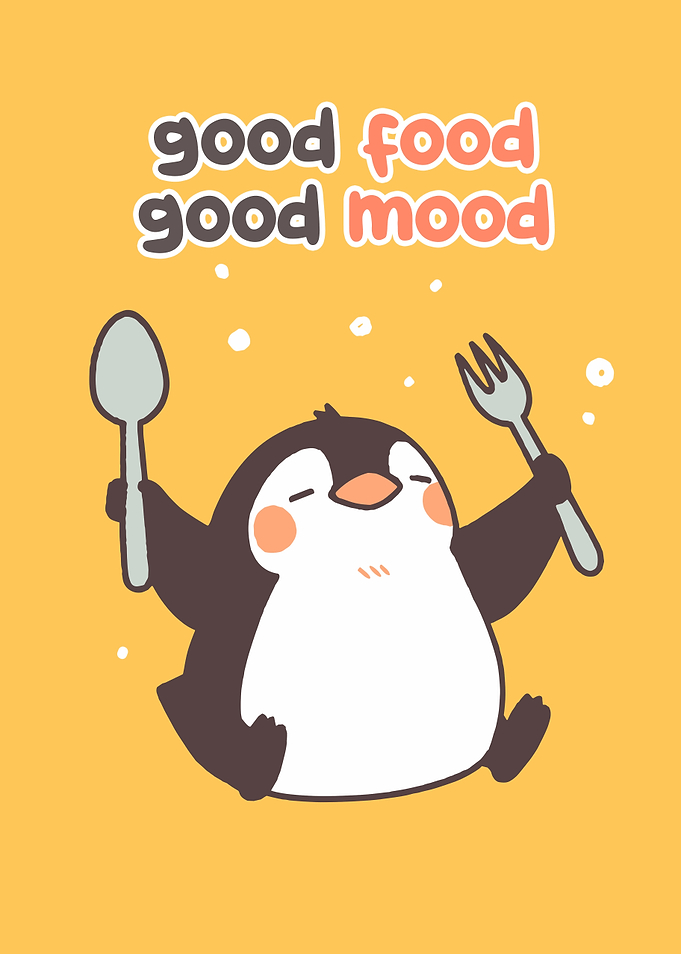 Good Food Good Mood Penguin Cartoon