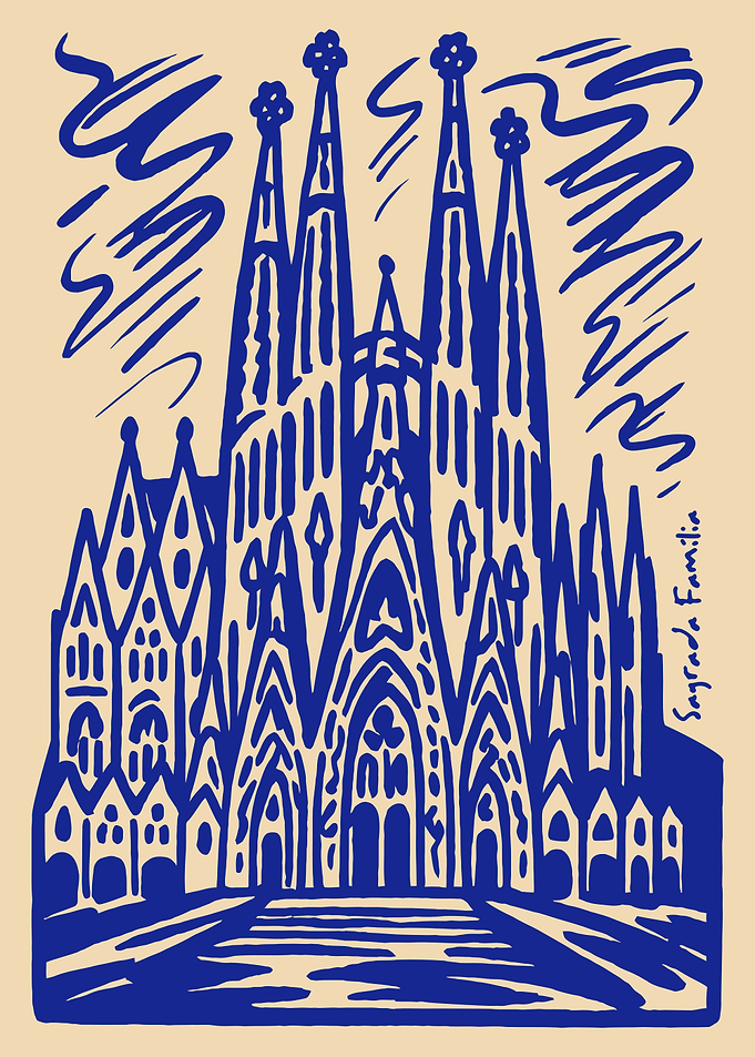 Sagrada Familia, Barcelona, Spain, Illustration