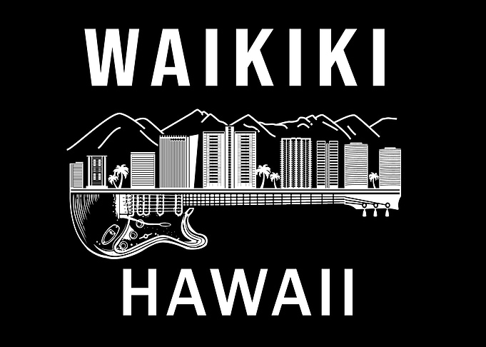 Waikiki Hawaii Guitar Skyline