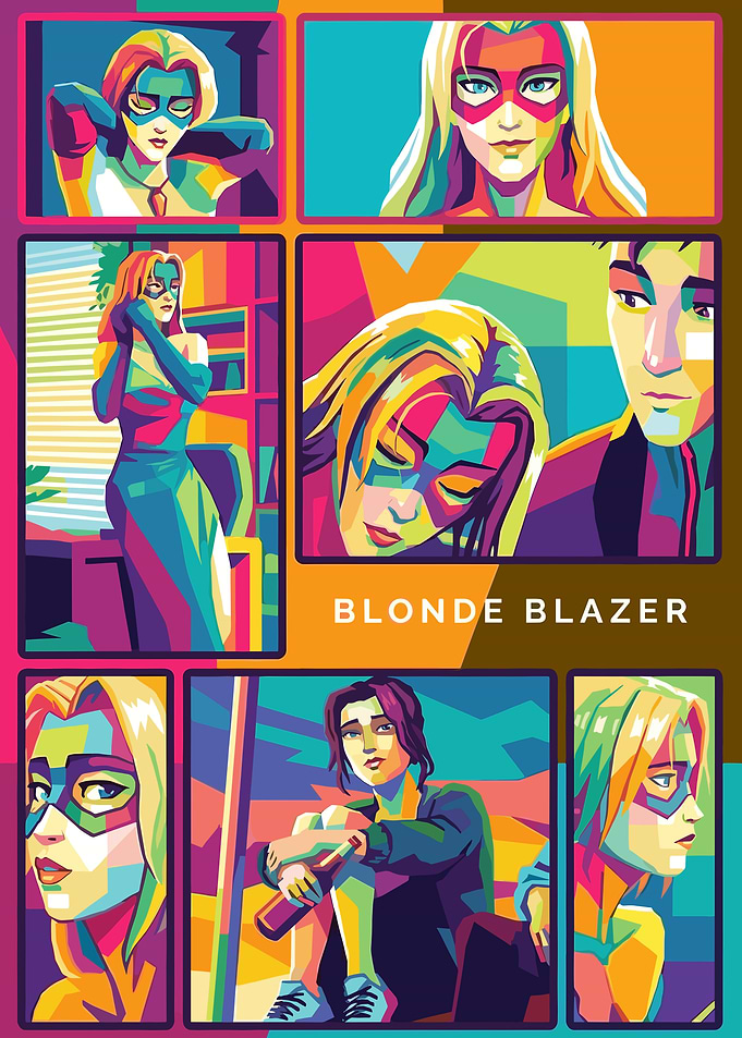 Blonde Blazer Pop Art Collage