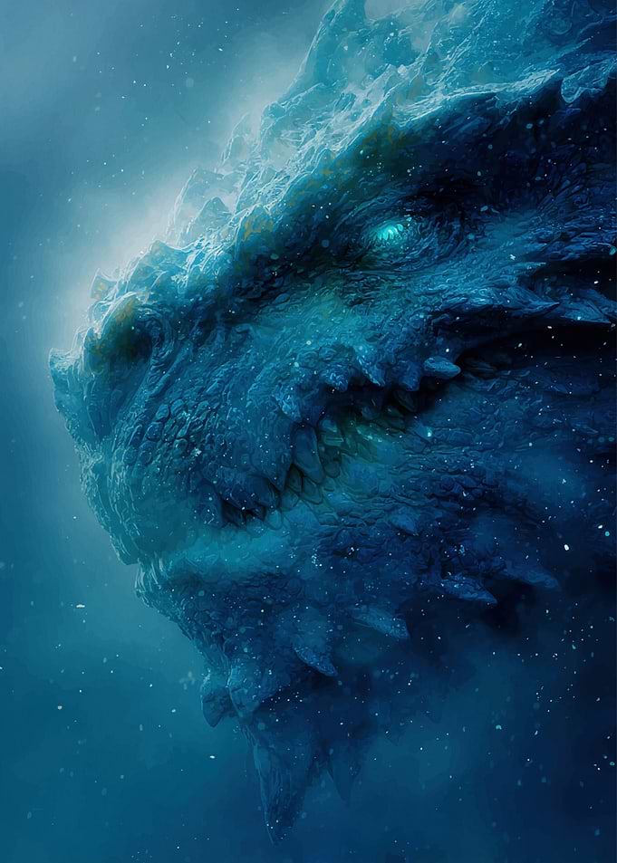 Icy Blue Dragon Close-Up